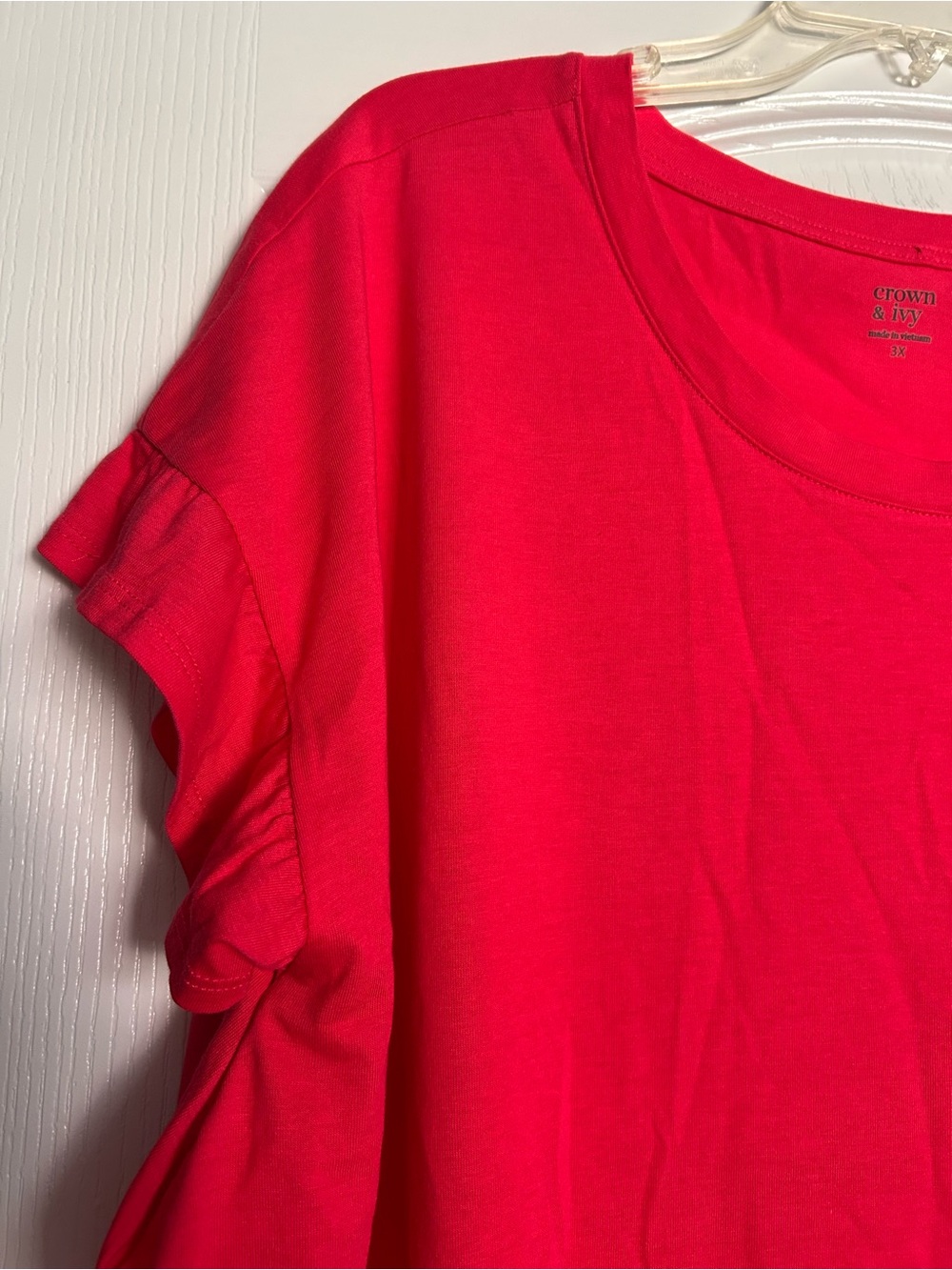 crown & ivy Bright Pink Ruffle Short Sleeve Tee - Picture 6 of 8